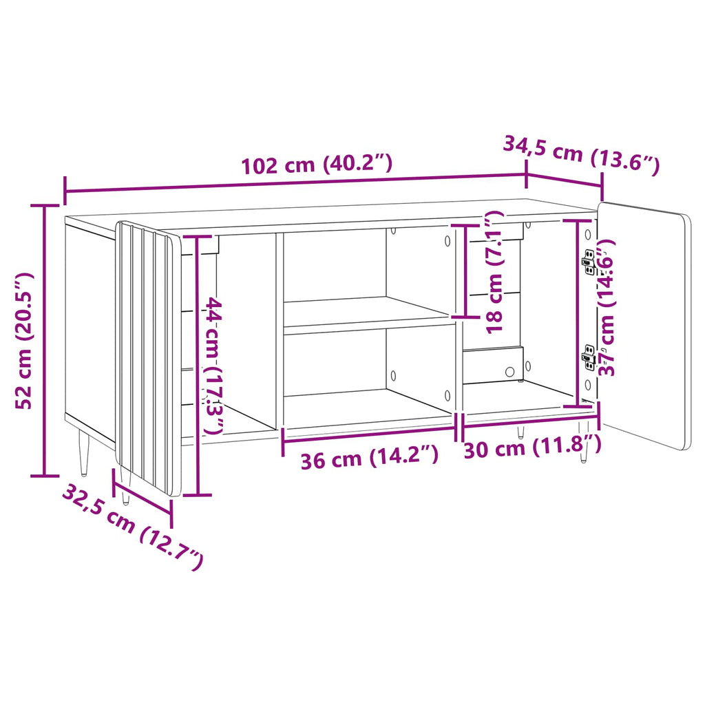 Mueble de TV Brillante 102 x 34,5 x 52 cm Madera de Ingeniería