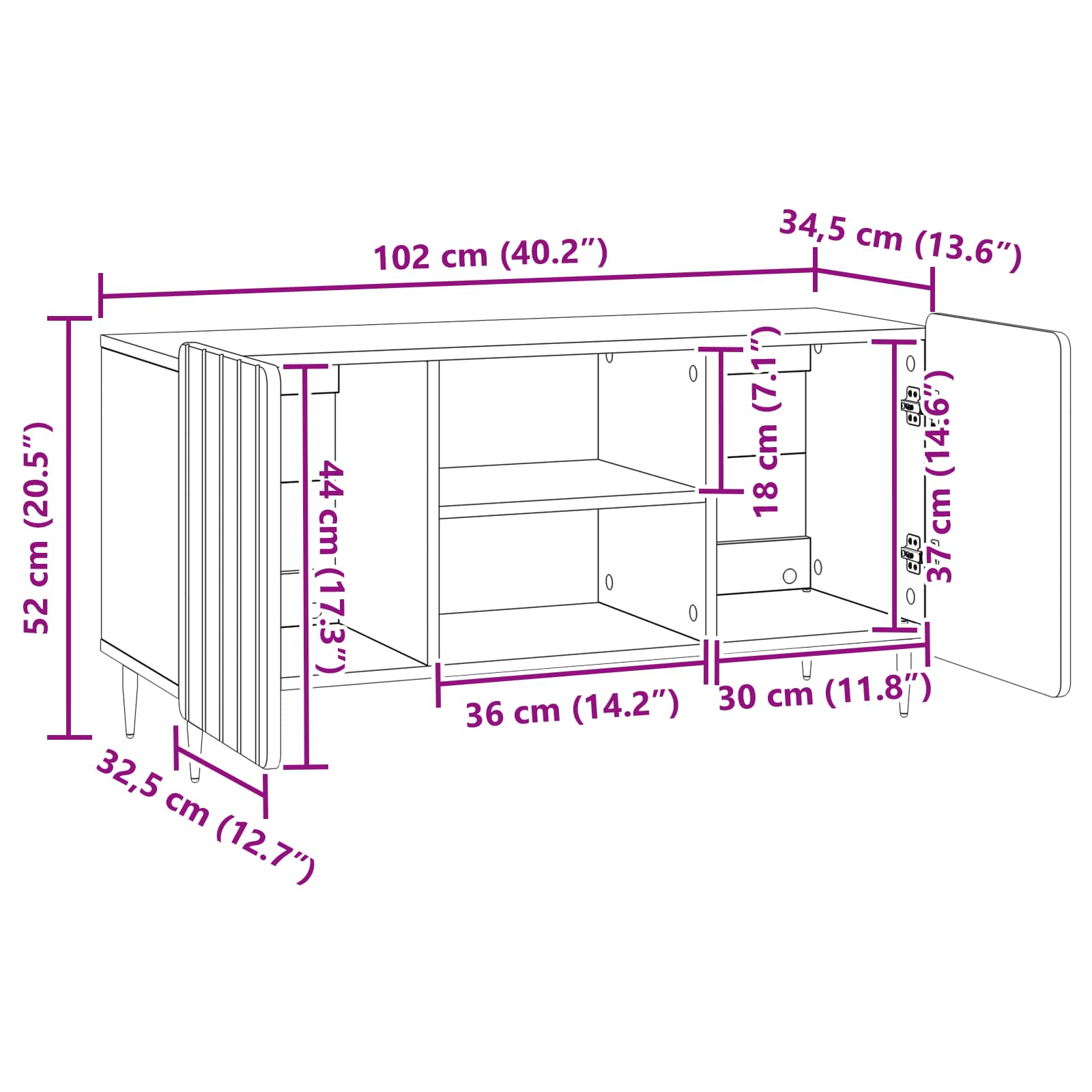 Mueble de TV Brillante 102 x 34,5 x 52 cm Madera de Ingeniería