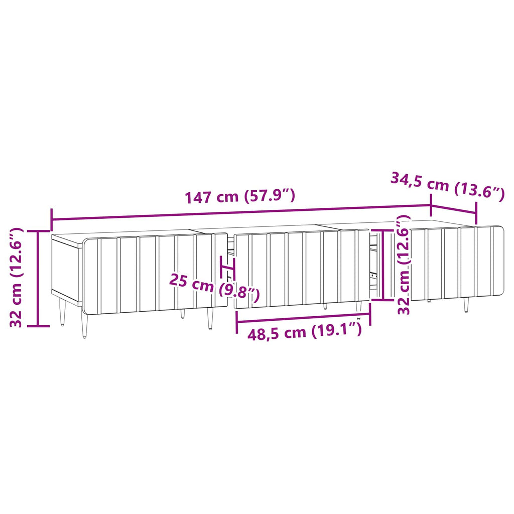Mueble de TV Brillante 147 x 34,5 x 32 cm Madera de Ingeniería