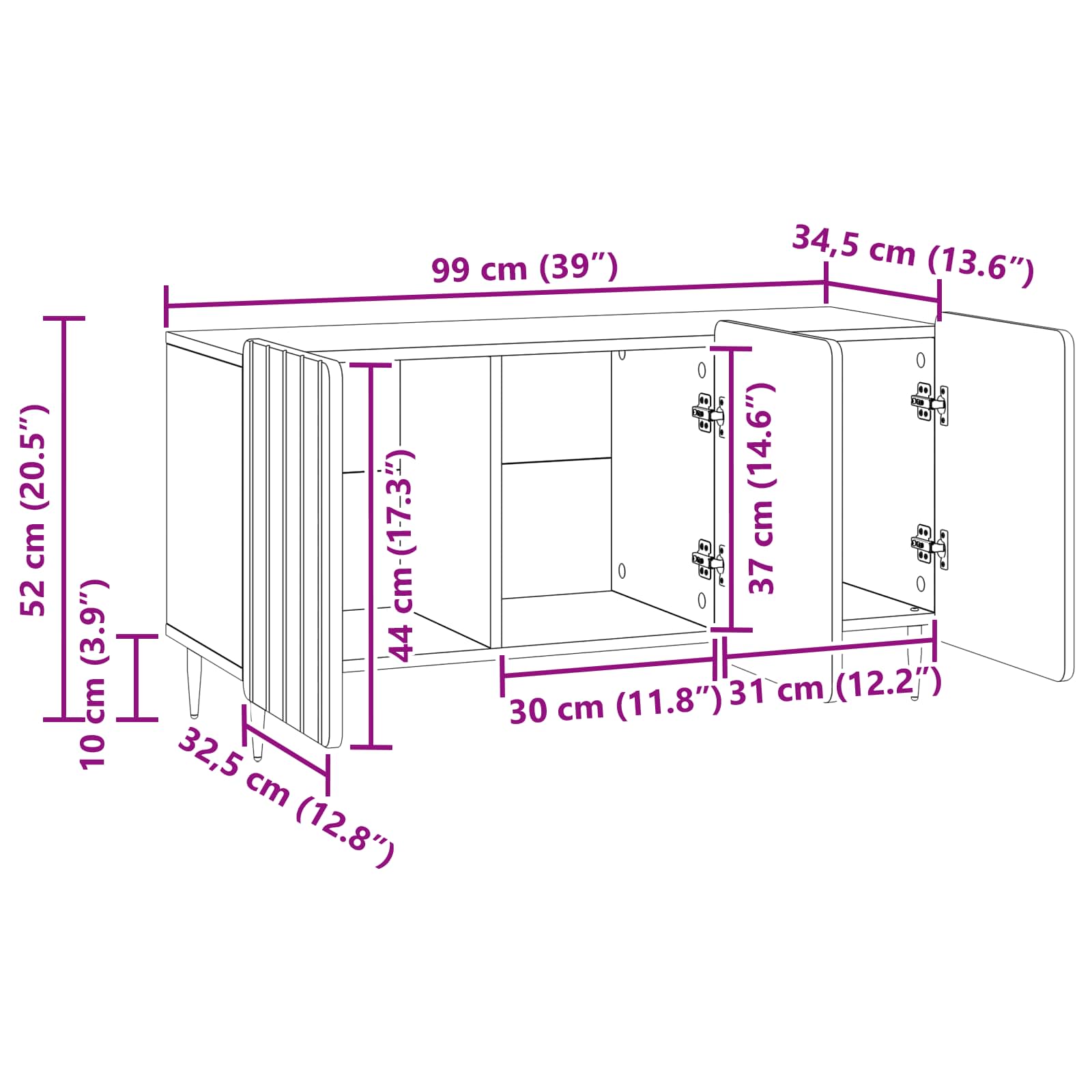 Mueble de TV Roble Sonoma 99 x 34,5 x 52 cm