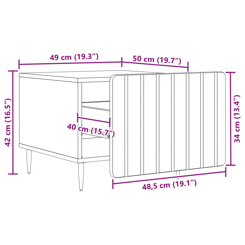 Mesa de Café Roble Sonoma 49 x 50 x 42 cm Madera de Ingeniería