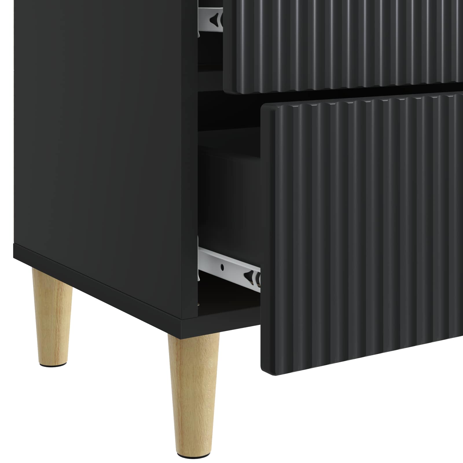 Armario de Noche con cajón 2 pcs Negro 43 x 34,5 x 48 cm