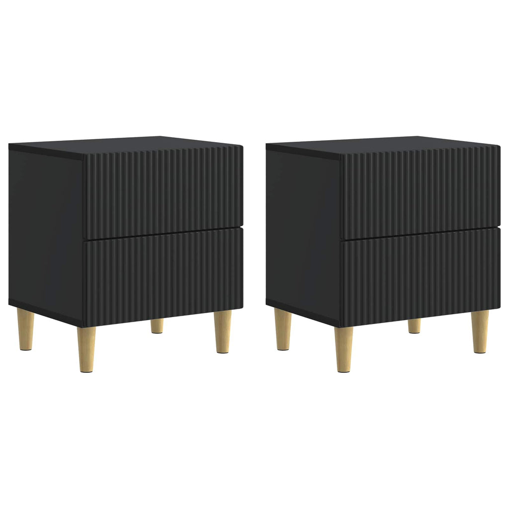 Armario de Noche con cajón 2 pcs Negro 43 x 34,5 x 48 cm