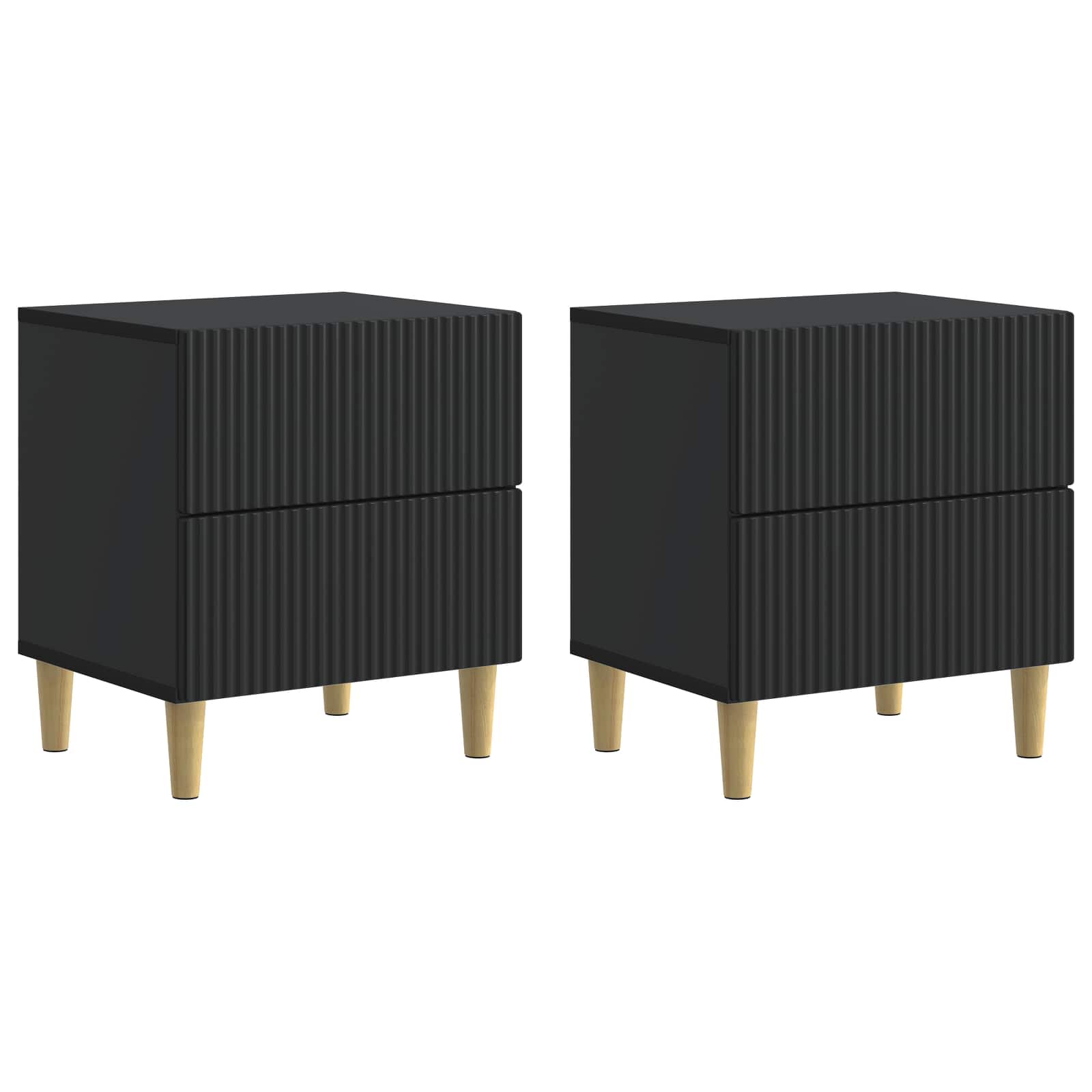 Armario de Noche con cajón 2 pcs Negro 43 x 34,5 x 48 cm