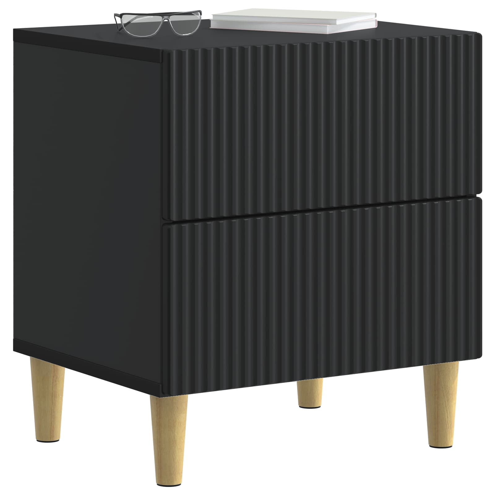 Armario de Noche con cajón 2 pcs Negro 43 x 34,5 x 48 cm