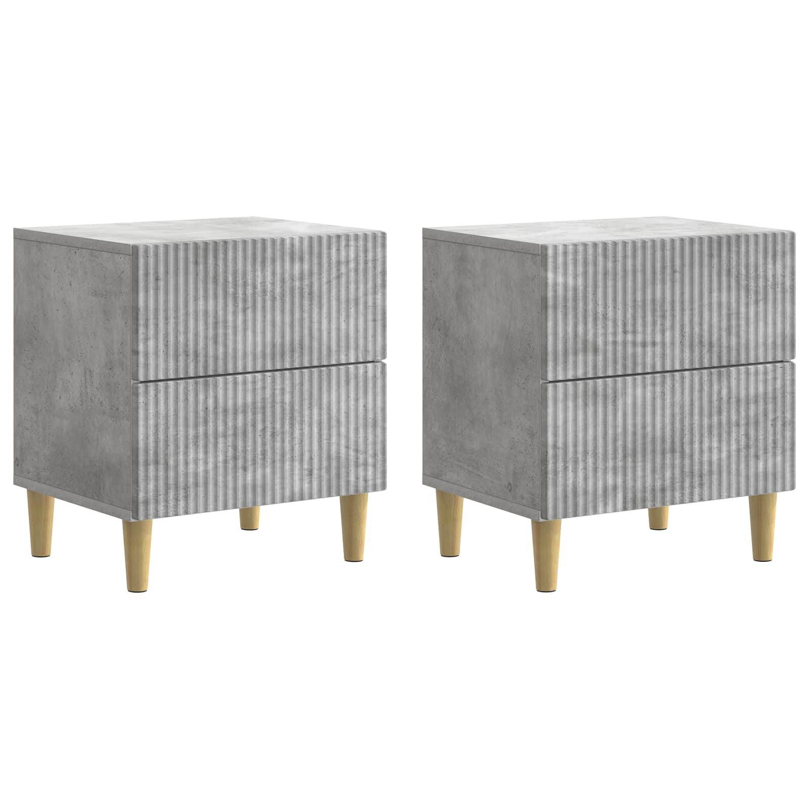 Armario de Noche 2 pcs Gris Hormigón 43 x 34,5 x 48 cm