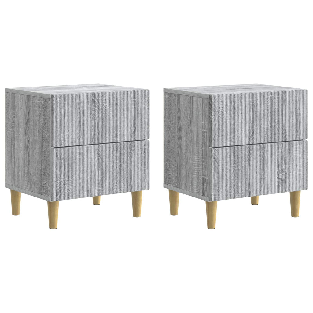 Armario de Noche con cajón 2 pcs Gris Sonoma 43 x 34,5 x 48 cm