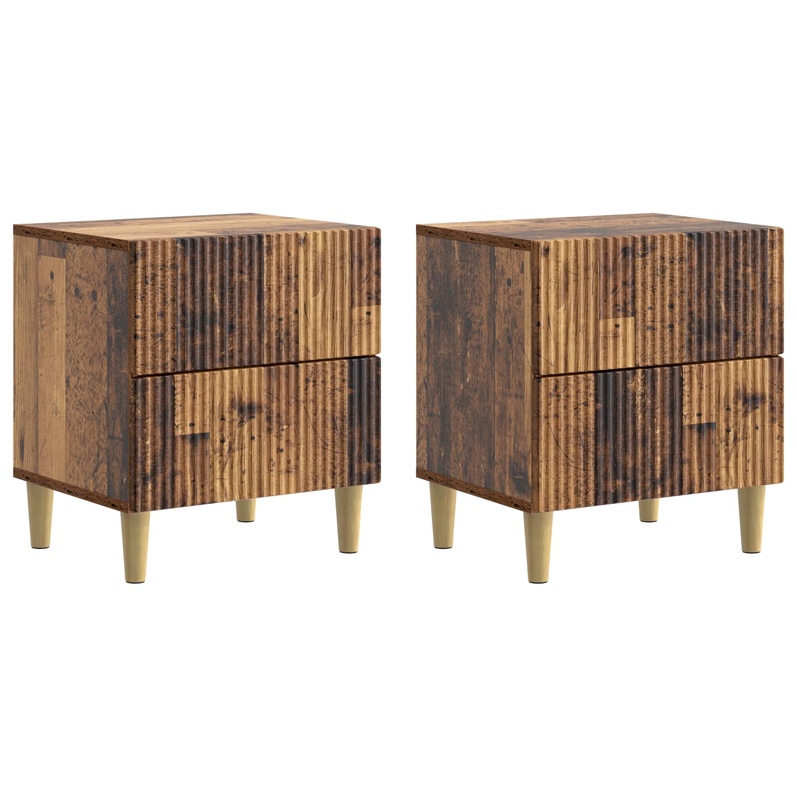 Armario de Noche 2 pcs Madera envejecida 43 x 34,5 x 48 cm