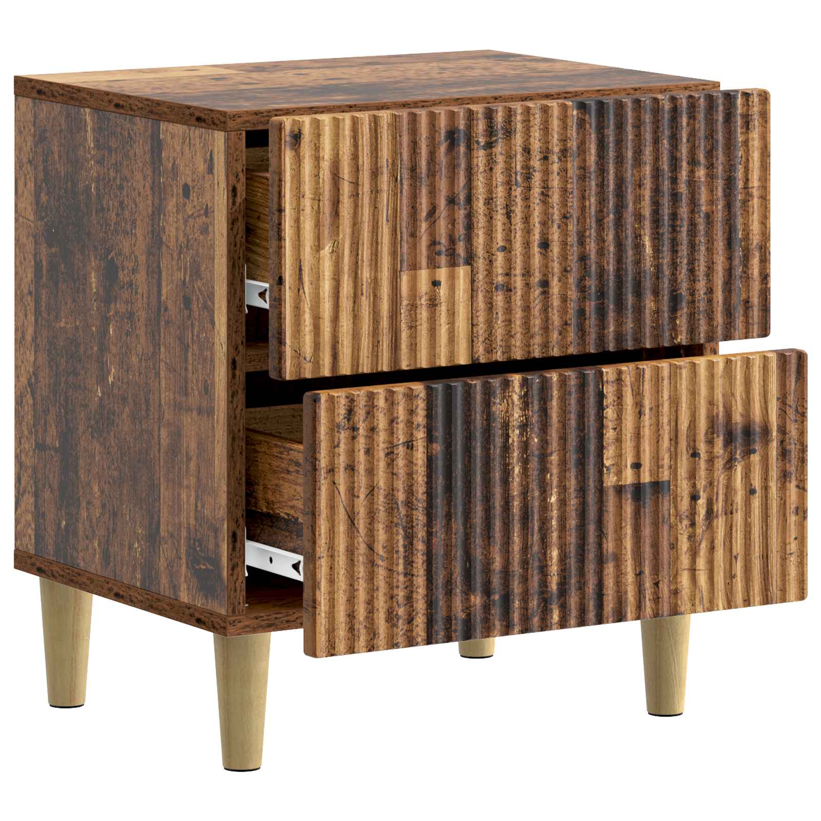 Armario de Noche 2 pcs Madera envejecida 43 x 34,5 x 48 cm