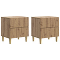 Armario de Noche 2 pcs Roble Artesanal 43 x 34,5 x 48 cm