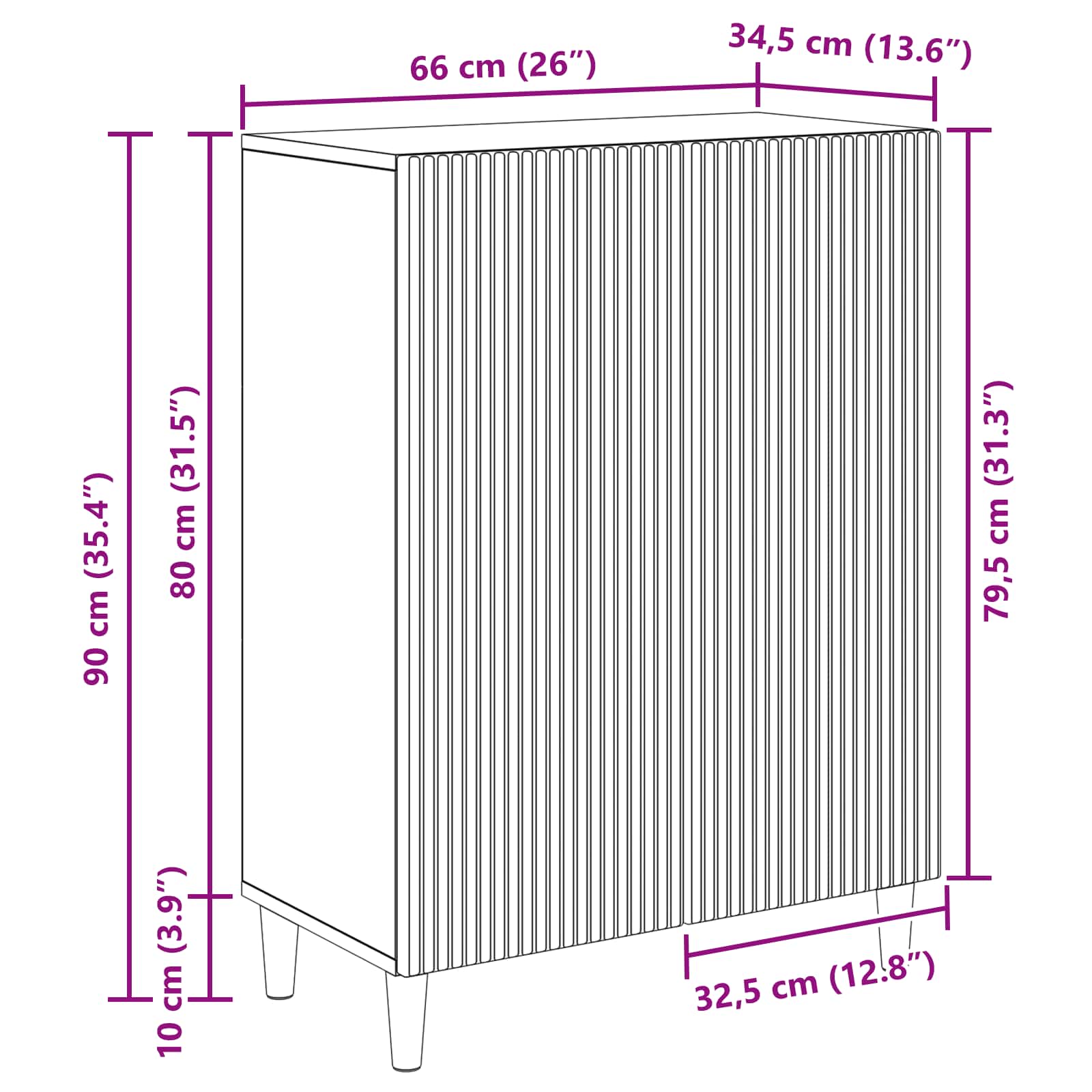 Aparador Brillante 66 x 34,5 x 90 cm Madera de Ingeniería