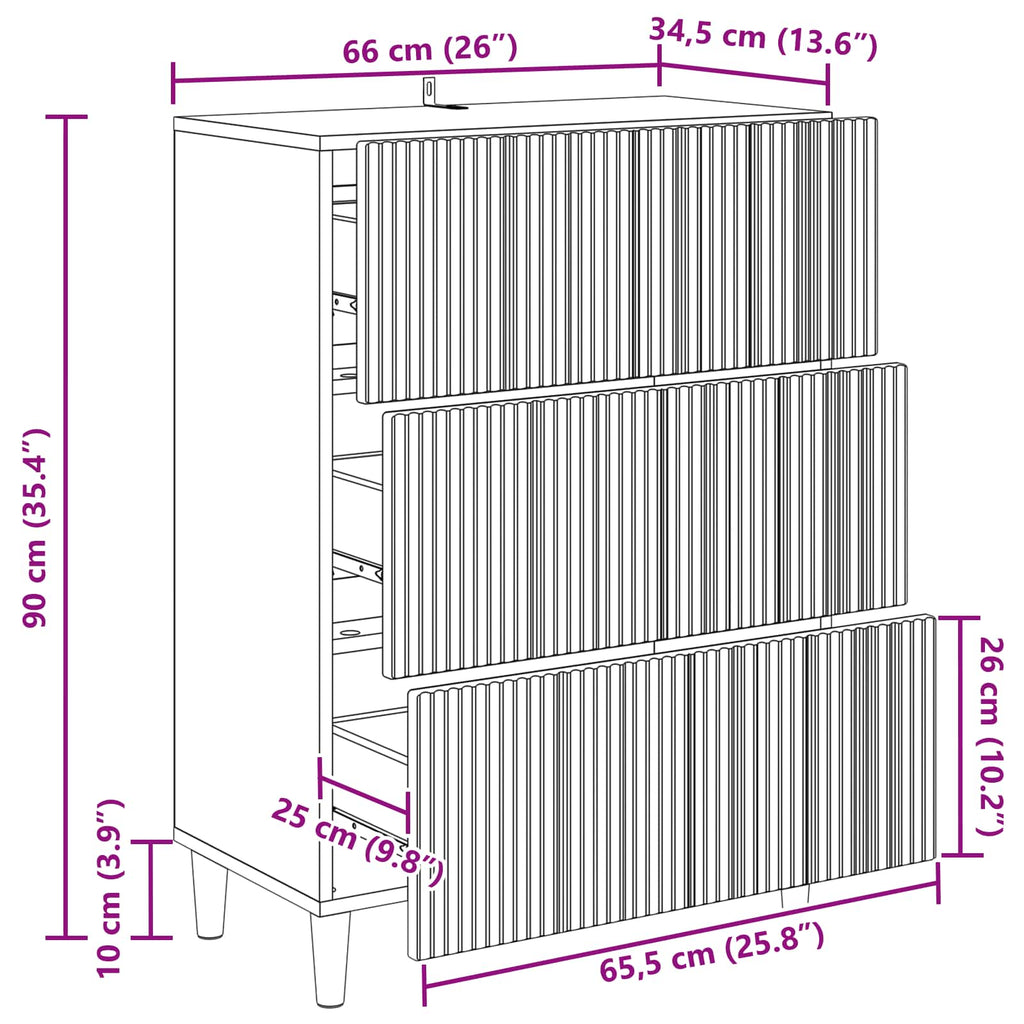 Cajonera Brillante 66 x 34,5 x 90 cm Madera de Ingeniería