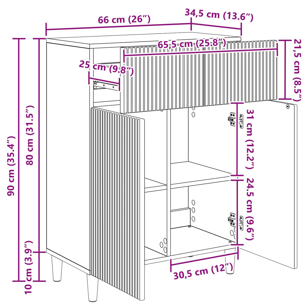Aparador Brillante 66 x 34,5 x 90 cm Madera de Ingeniería
