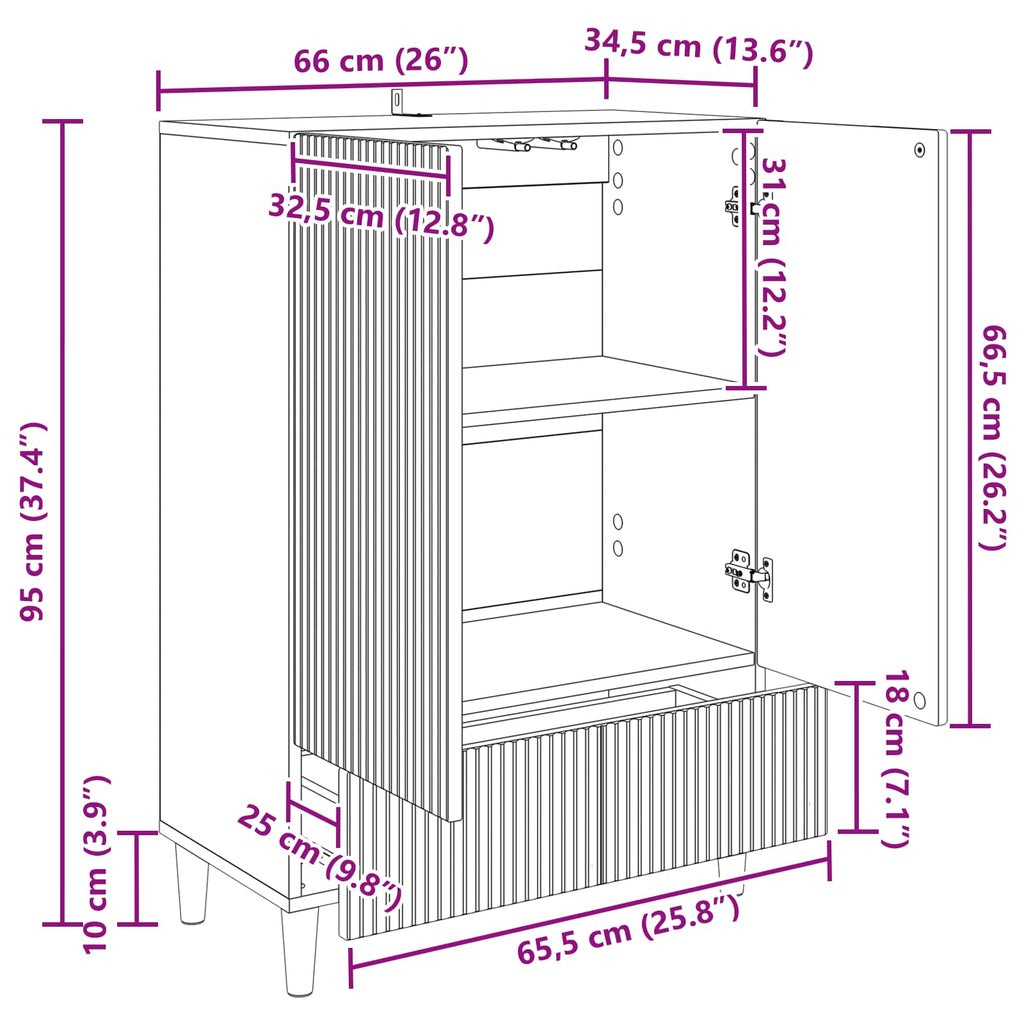 Aparador Brillante 66 x 34,5 x 95 cm Madera de Ingeniería
