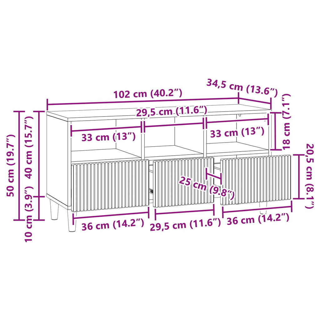Mueble de TV Brillante 102 x 34,5 x 50 cm Madera de Ingeniería