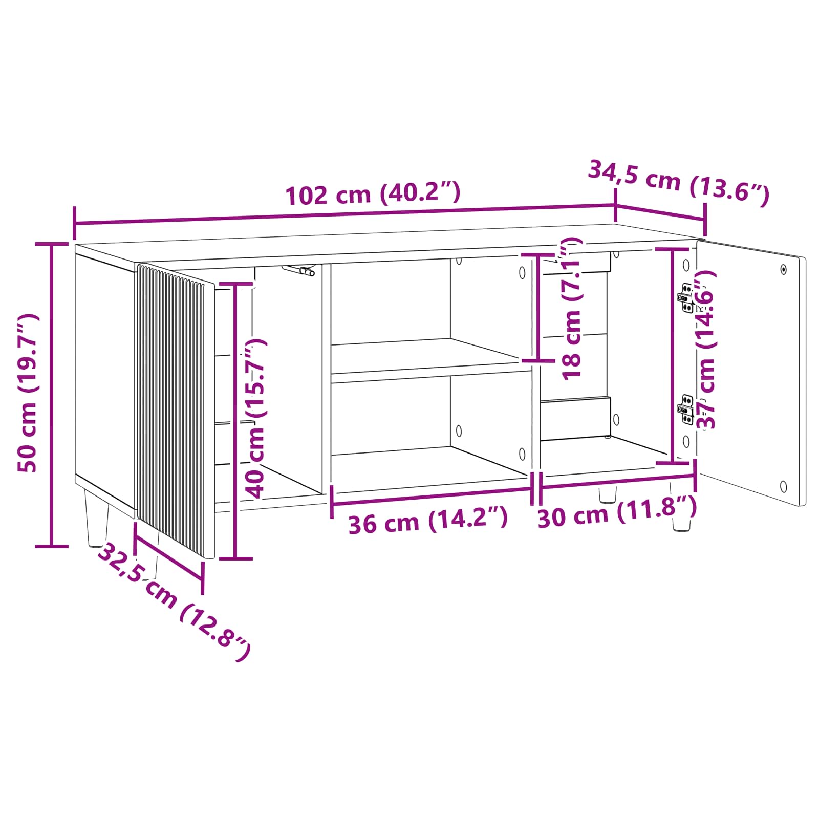 Mueble de TV Brillante 102 x 34,5 x 50 cm Madera de Ingeniería