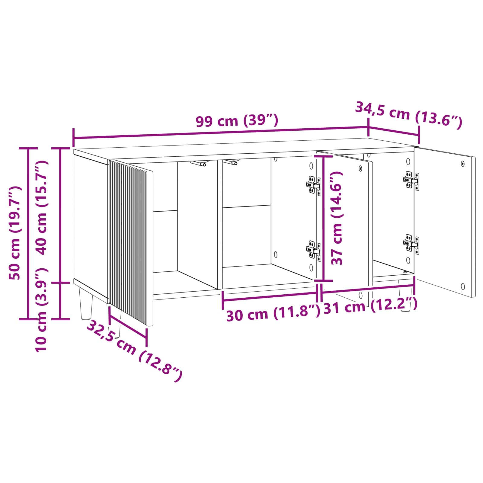 Mueble de TV Brillante 99 x 34,5 x 50 cm Madera de Ingeniería