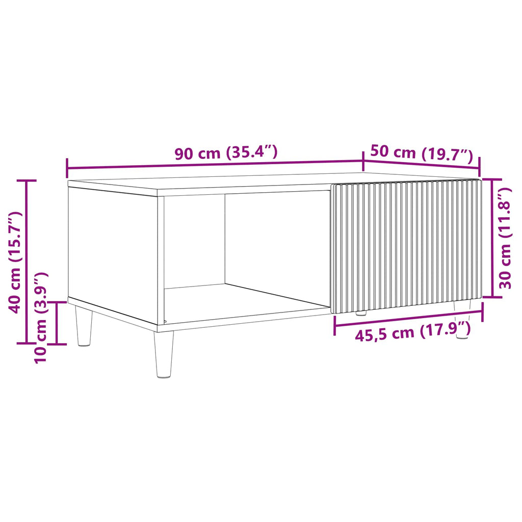 Mesa de Café Brillante 90 x 50 x 40 cm Madera de Ingeniería