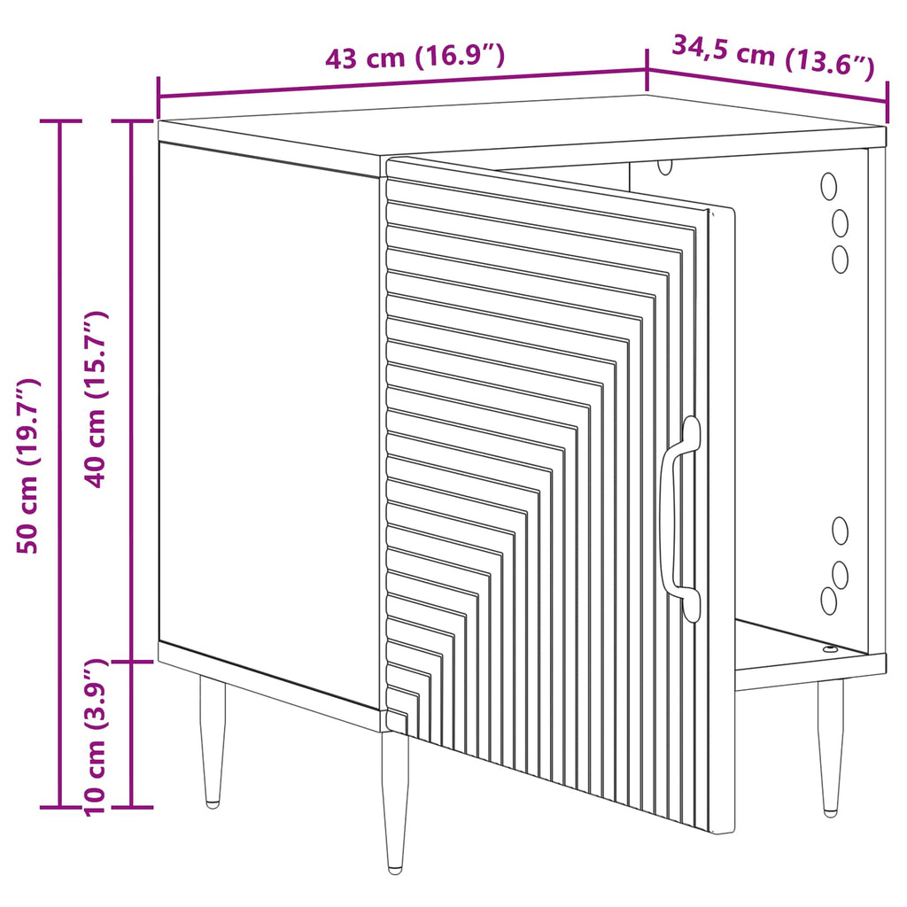 Armario de Noche 2 pcs 43 x 34,5 x 50 cm Madera de Ingeniería