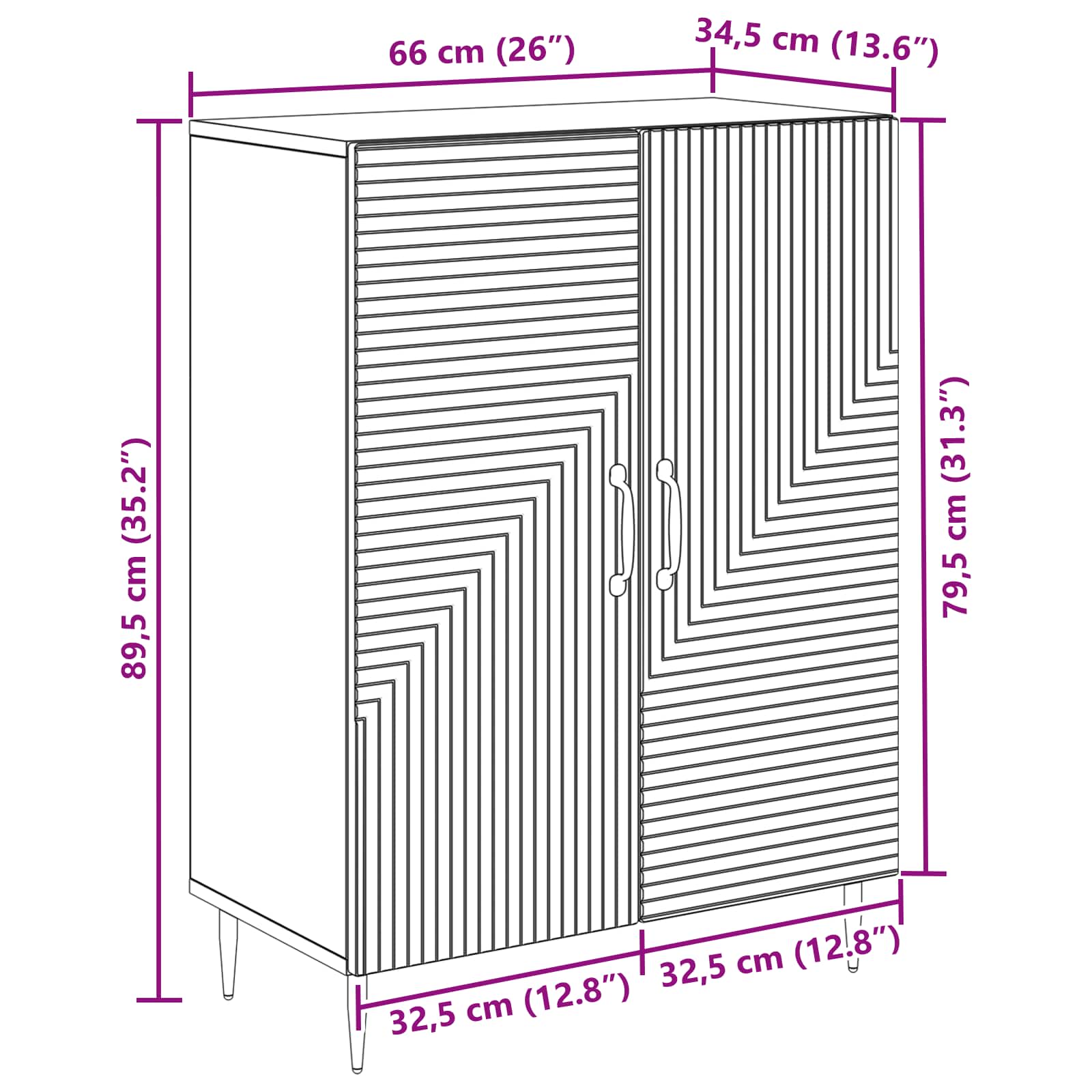 Aparador Brillante 66 x 34,5 x 89,5 cm Madera de Ingeniería