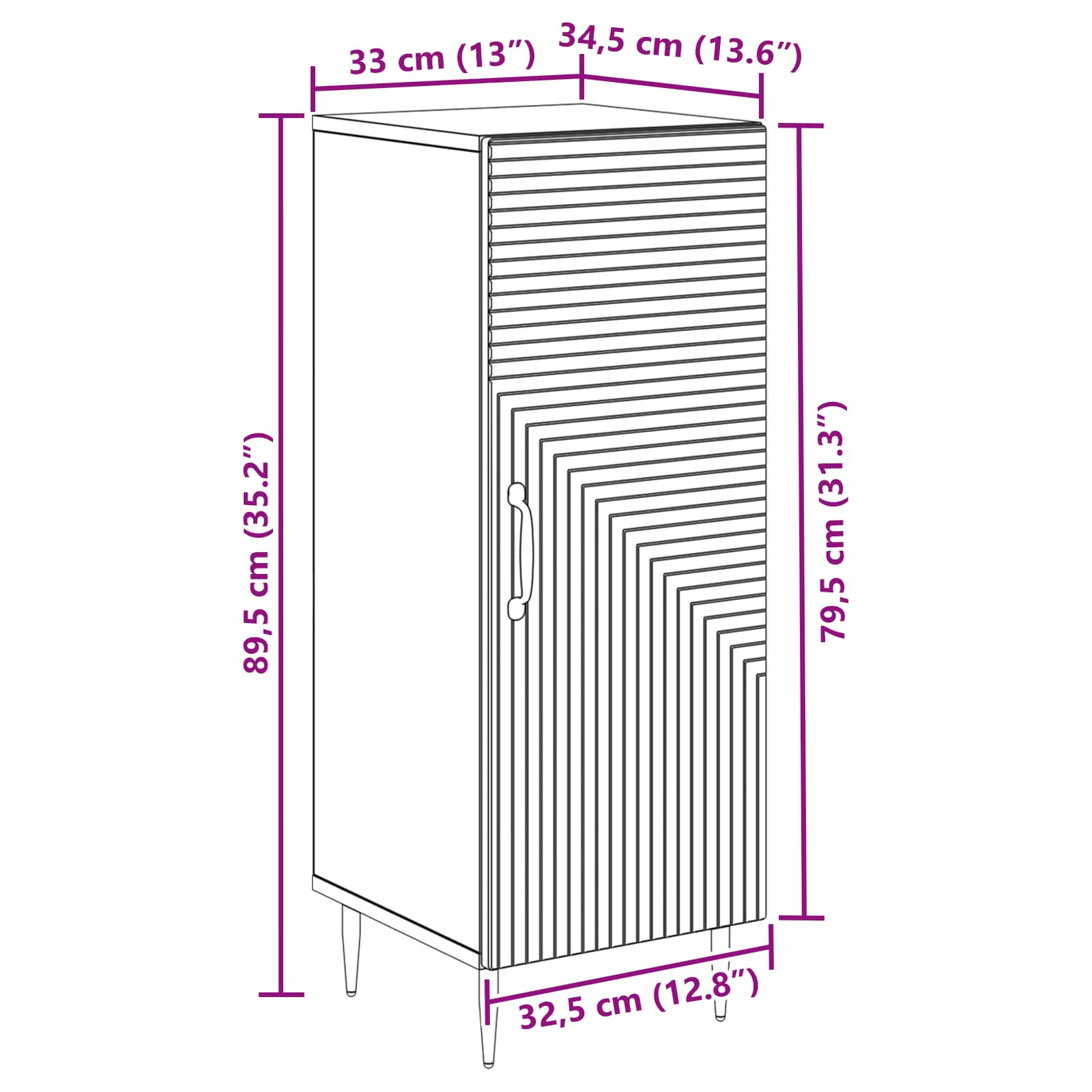 Aparador Brillante 33 x 34,5 x 89,5 cm Madera de Ingeniería