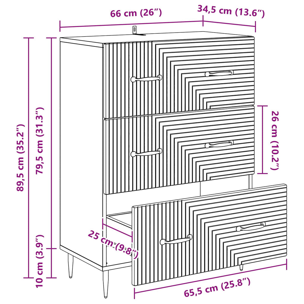 Cajonera Blanco Brillante 66 x 34,5 x 89,5 cm