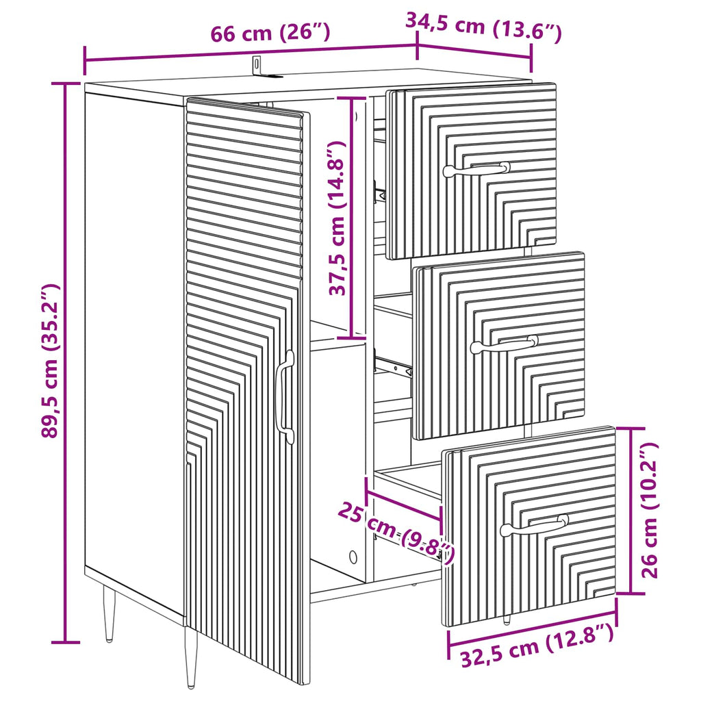 Aparador Brillante 66 x 34,5 x 89,5 cm Madera de Ingeniería