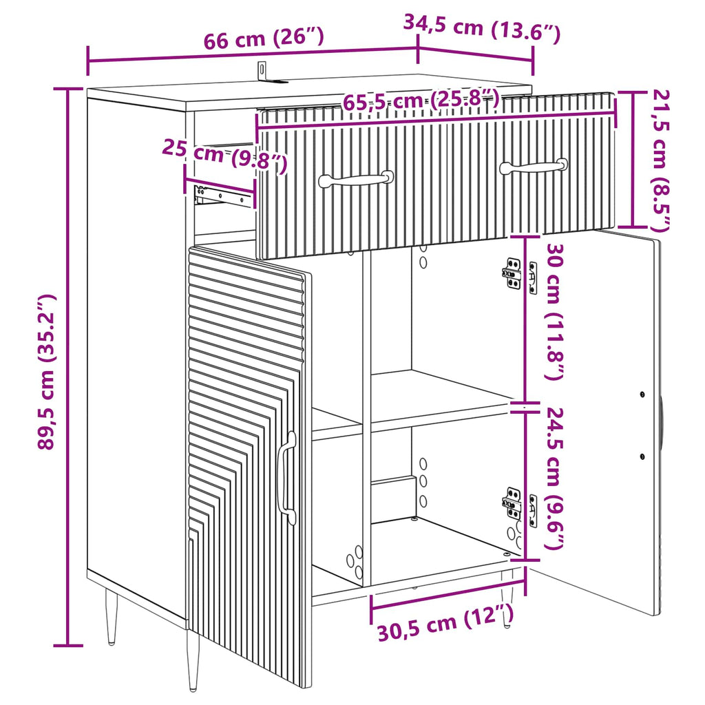 Aparador Negro 66 x 34,5 x 89,5 cm Madera de Ingeniería