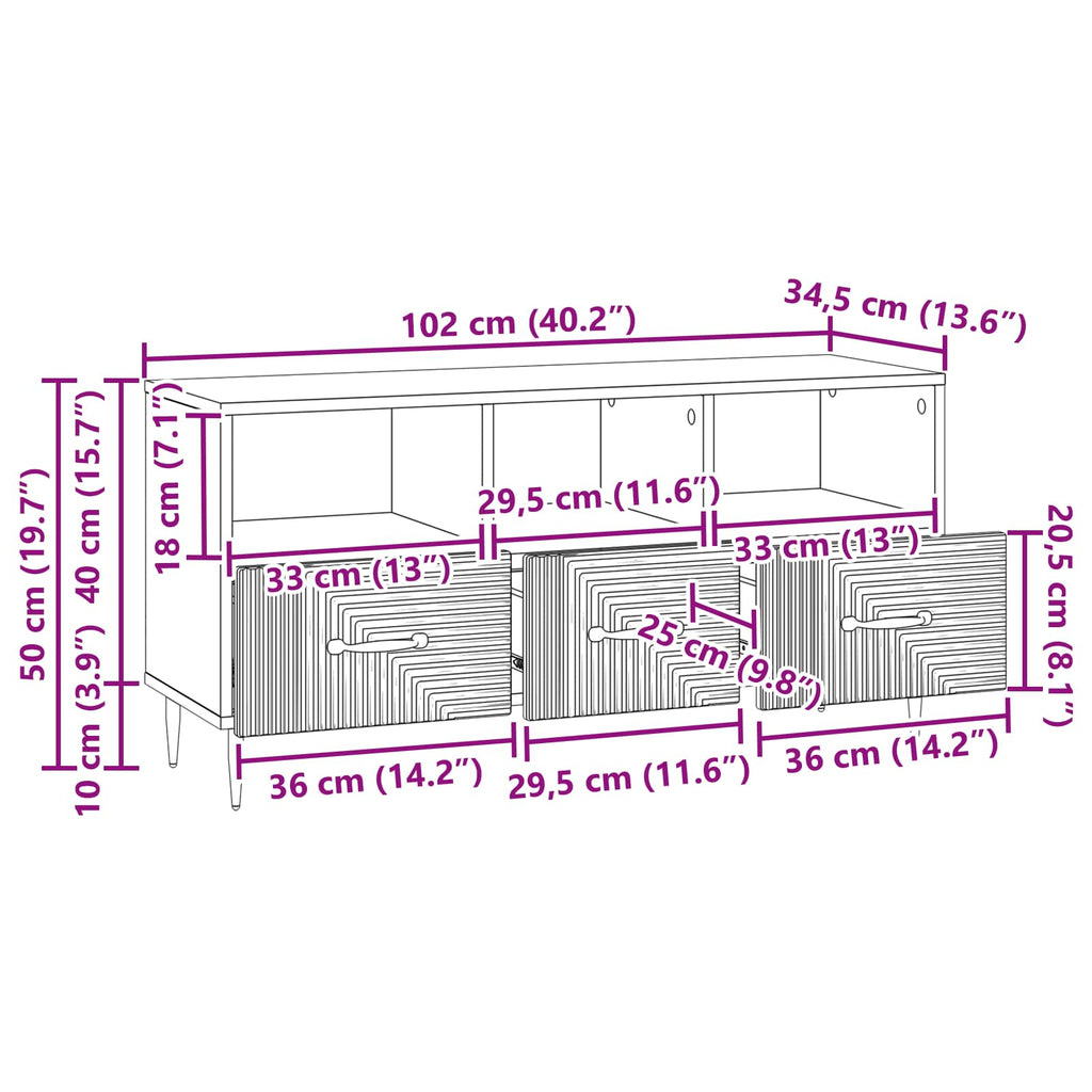 Mueble de TV Brillante 102 x 34,5 x 50 cm Madera de Ingeniería