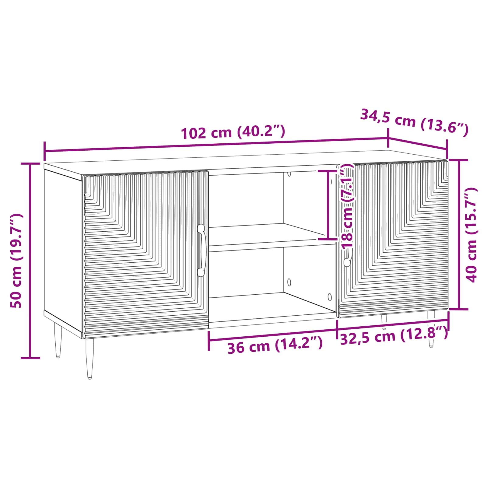 Mueble de TV Brillante 102 x 34,5 x 50 cm Madera de Ingeniería