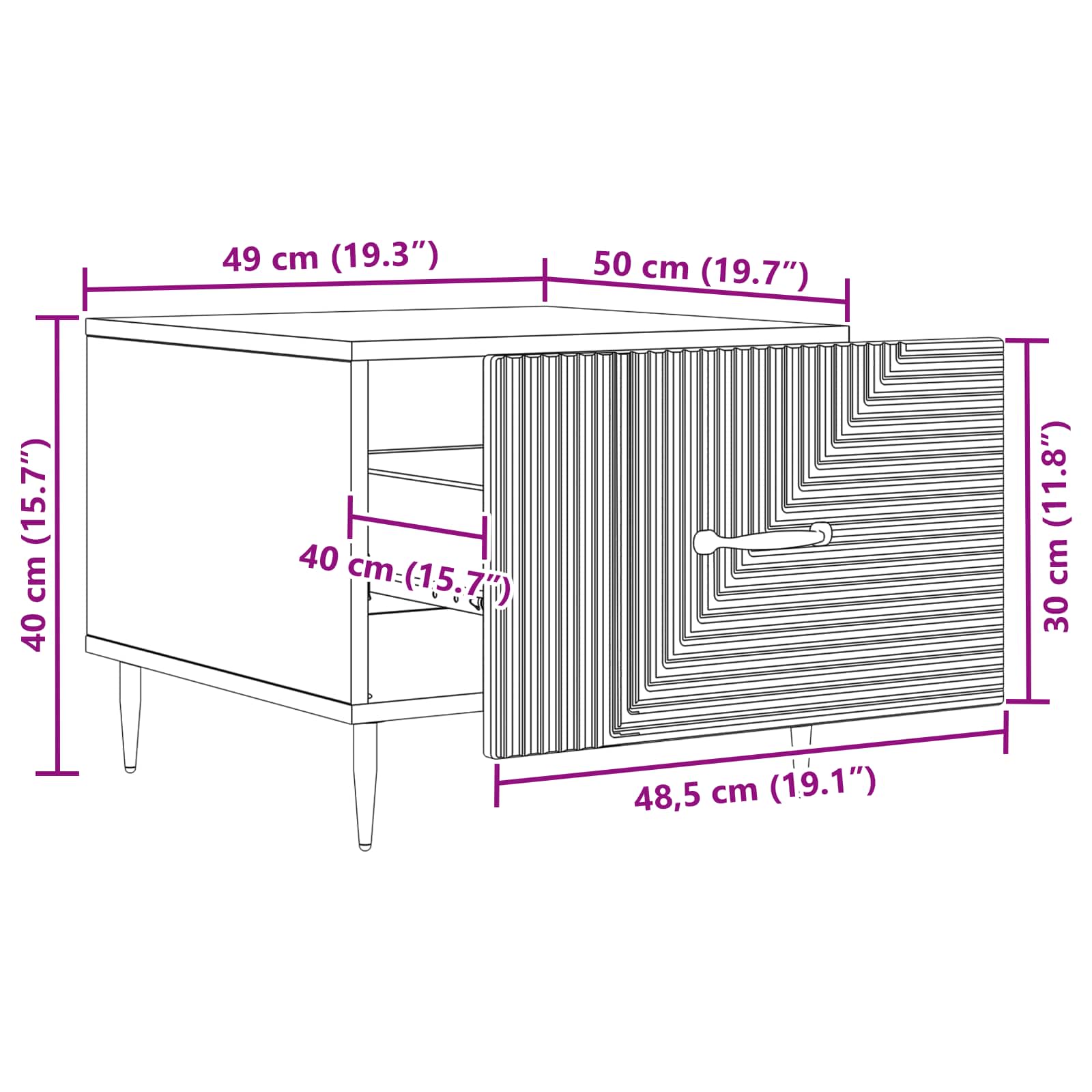 Mesa de Café Brillante 49 x 50 x 40 cm Madera de Ingeniería