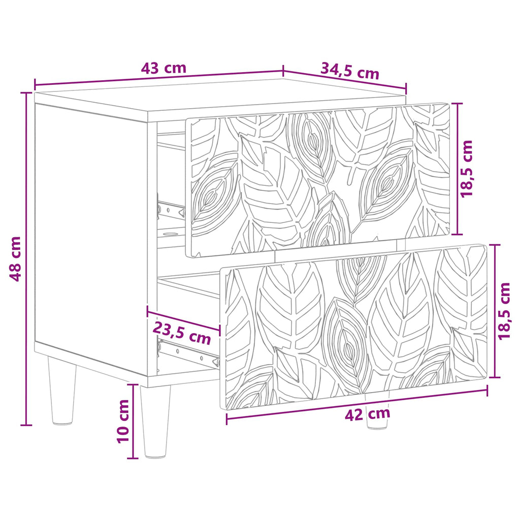Mesita de Noche 2 pcs Blanco 43 x 34,5 x 48 cm