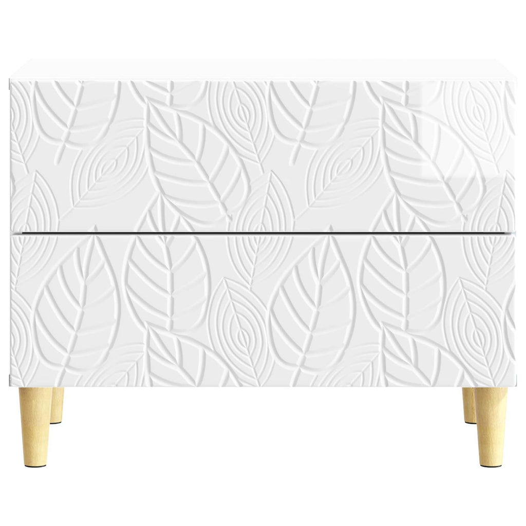 Mesita de Noche Blanco Brillante 62 x 34,5 x 48 cm