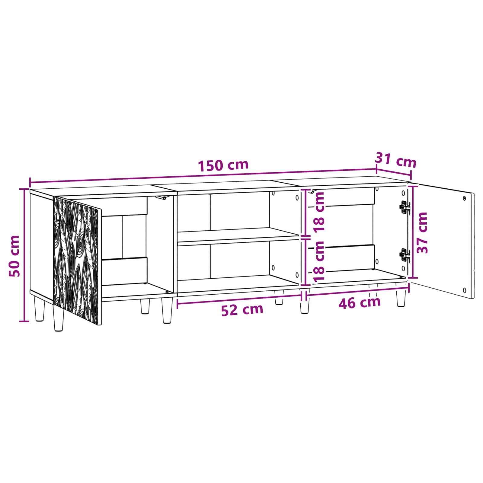 Mueble de TV 150 x 31 x 50 cm Blanco Brillante