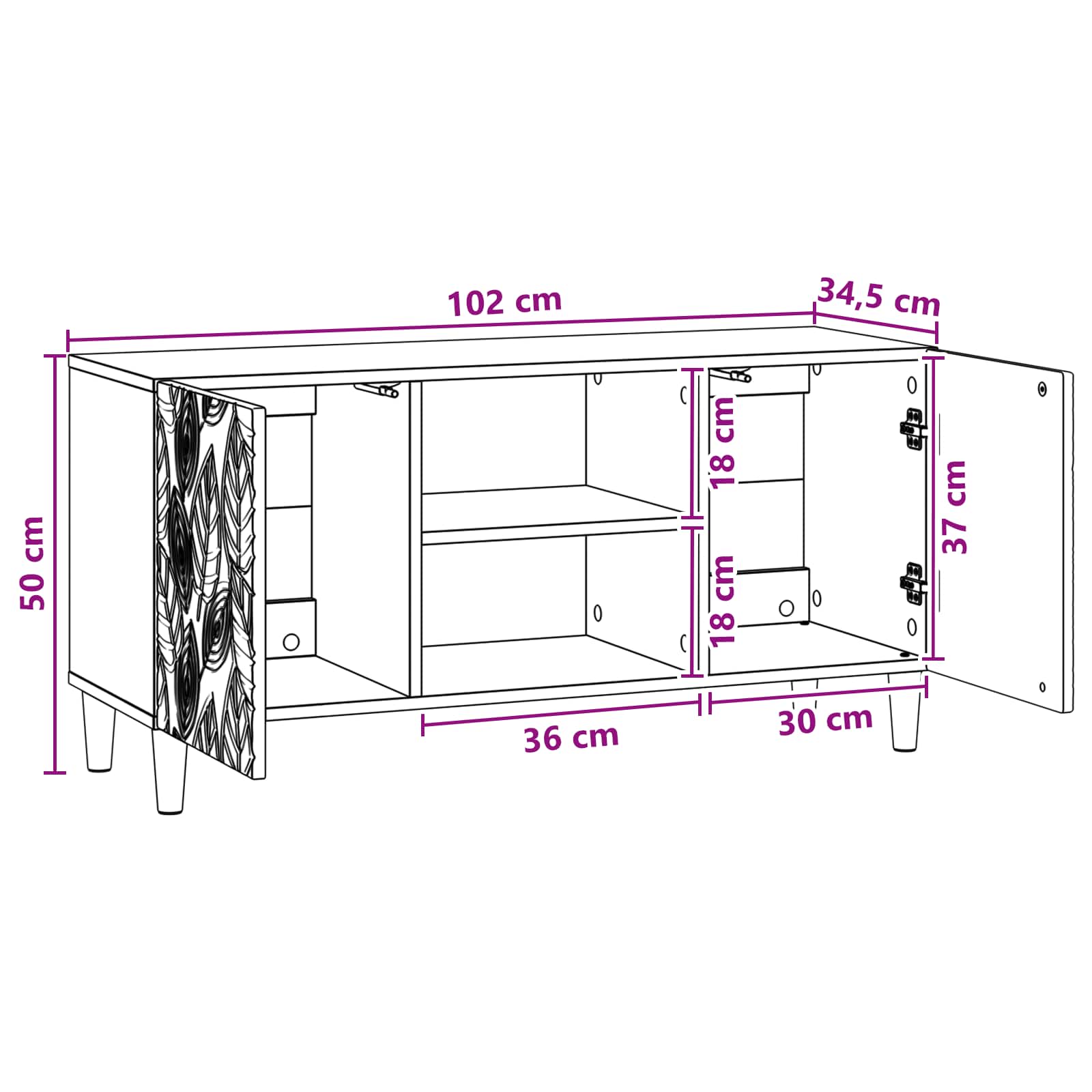 Mueble de TV 102 x 34,5 x 50 cm Blanco Brillante
