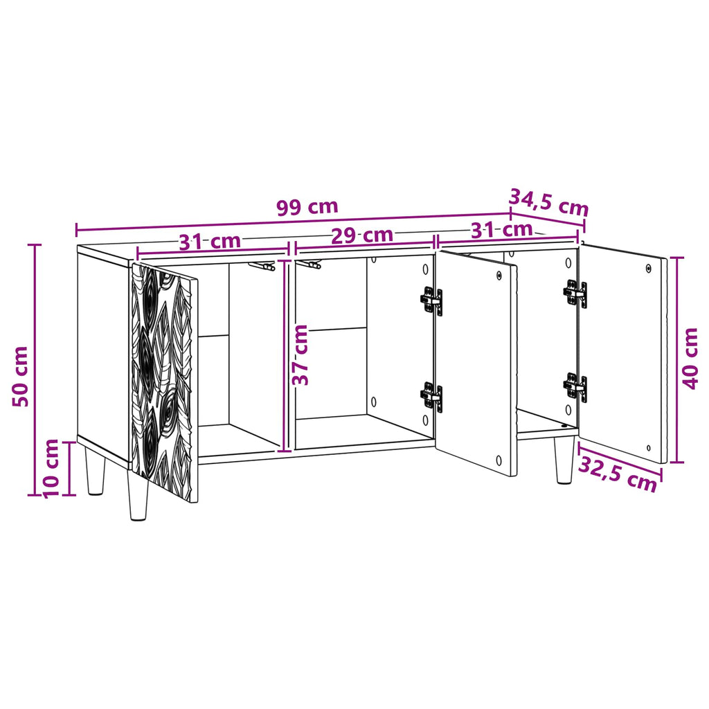 Mueble de TV 99 x 34,5 x 50 cm Blanco Brillante