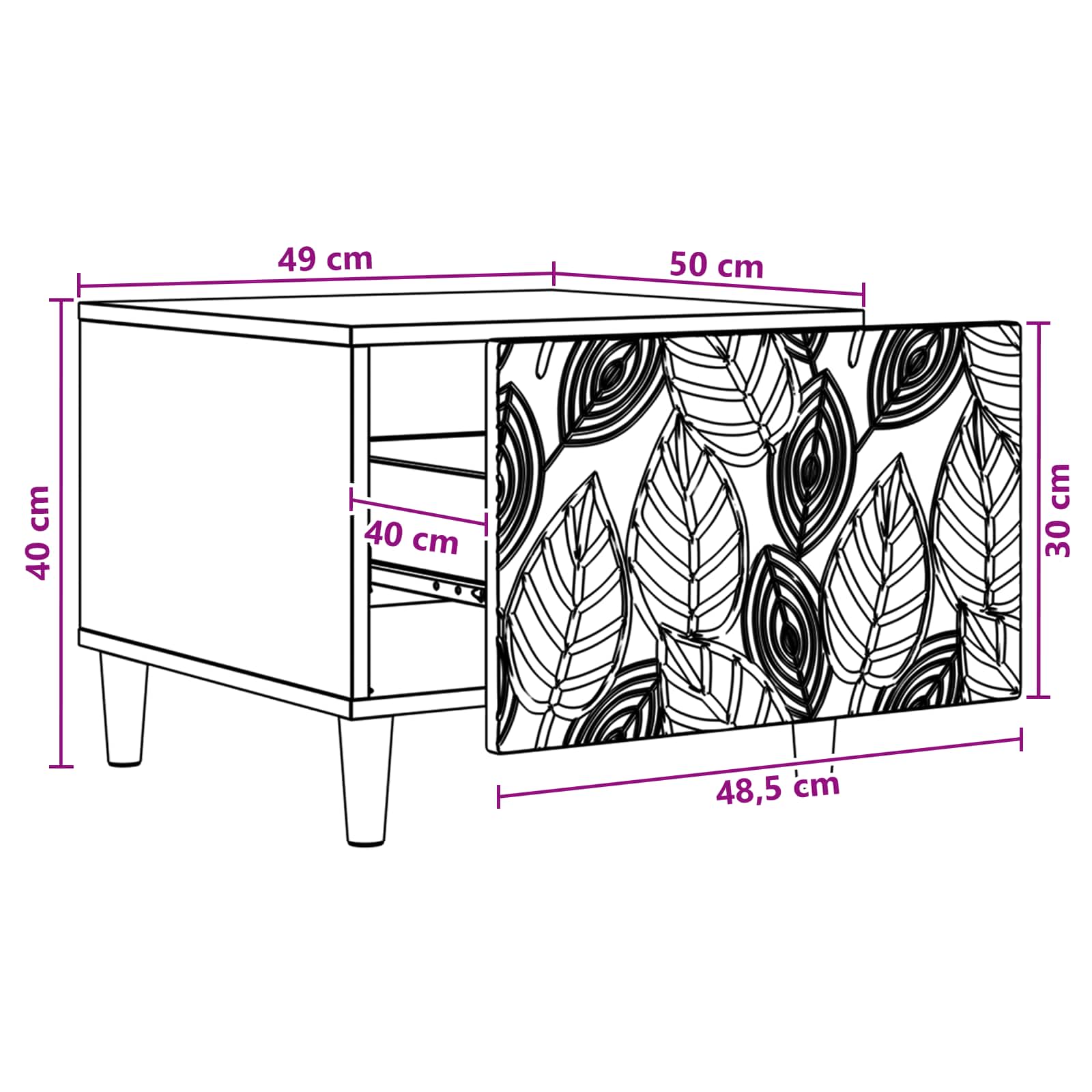 Mesa de centro Blanco Brillante 50 x 49 x 40 cm