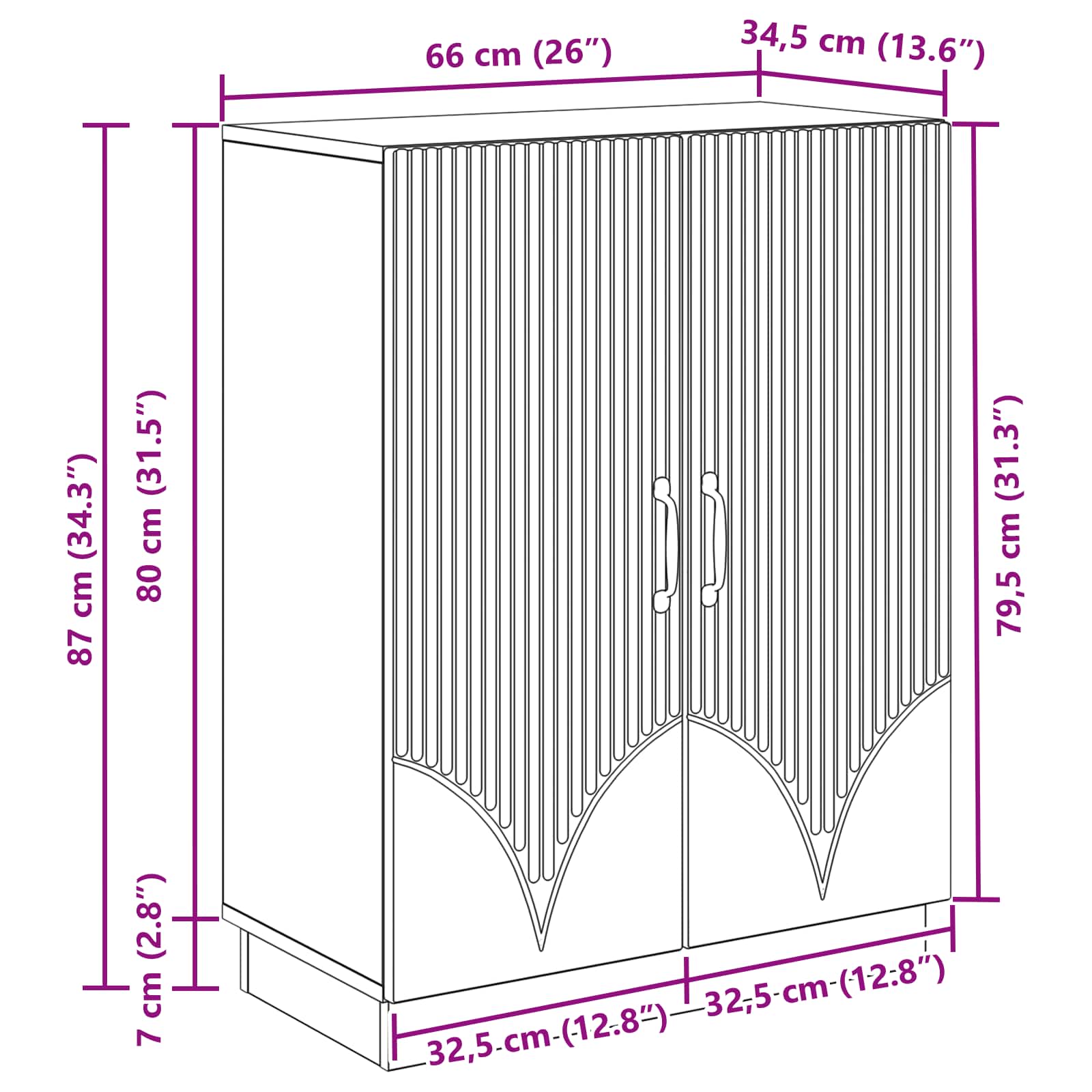 Aparador Brillante 66 x 34,5 x 87 cm Madera de Ingeniería