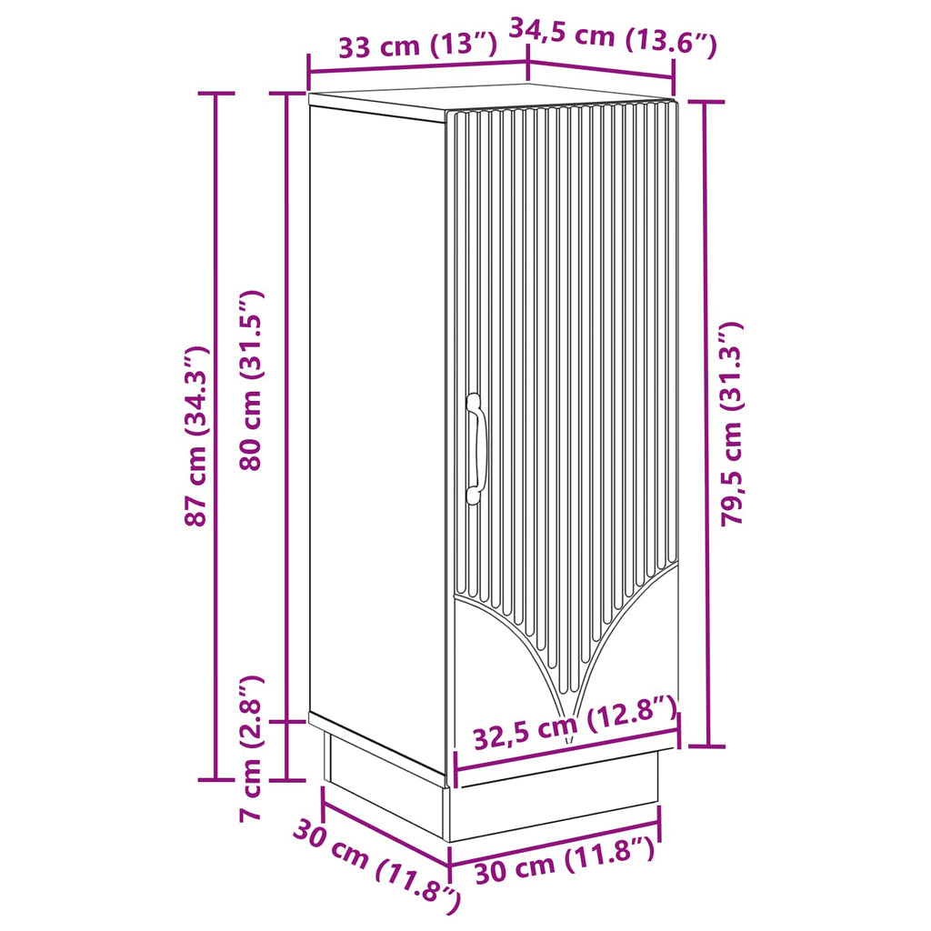 Aparador Brillante 33 x 34,5 x 87 cm Madera de Ingeniería