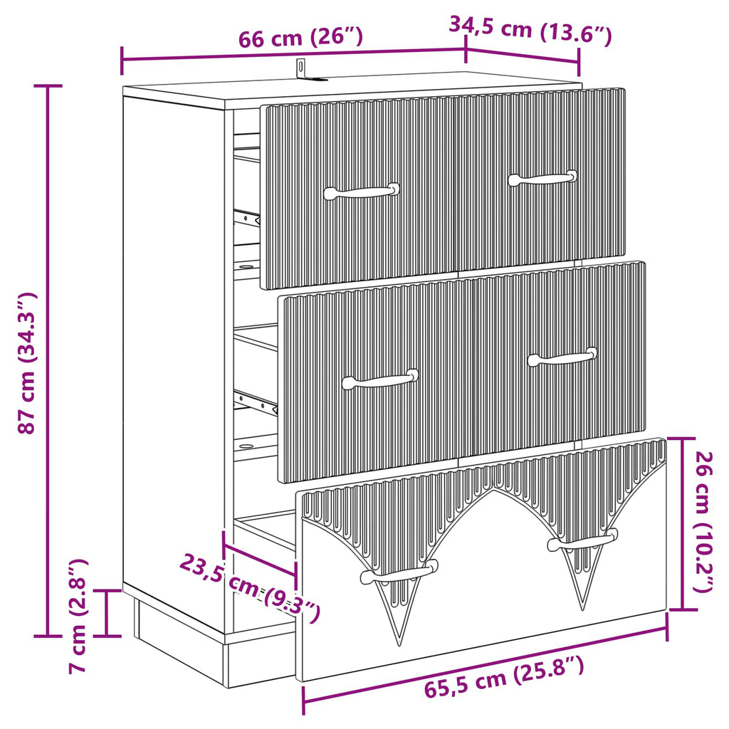 Cajonera Brillante 66 x 34,5 x 87 cm Madera de Ingeniería