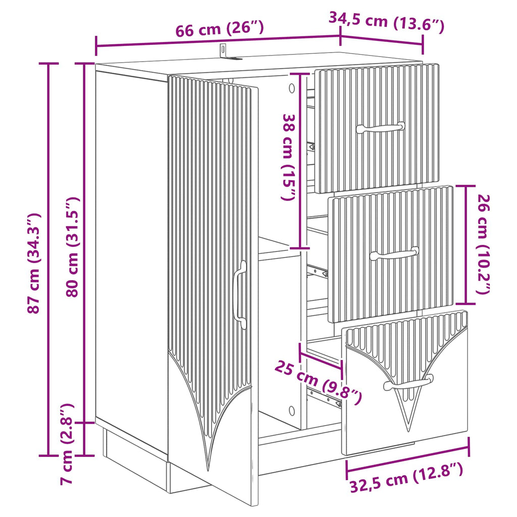 Aparador Brillante 66 x 34,5 x 87 cm Madera de Ingeniería