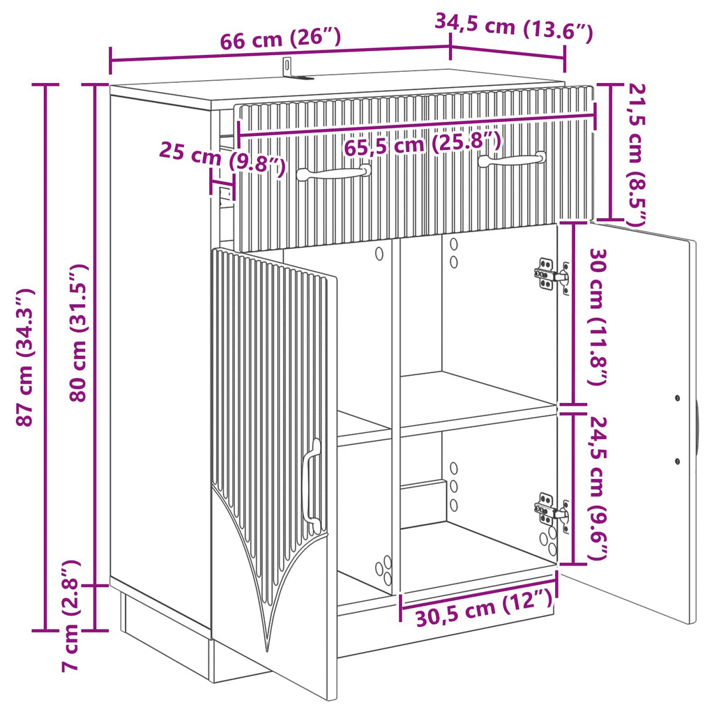 Aparador Brillante 66 x 34,5 x 87 cm Madera de Ingeniería