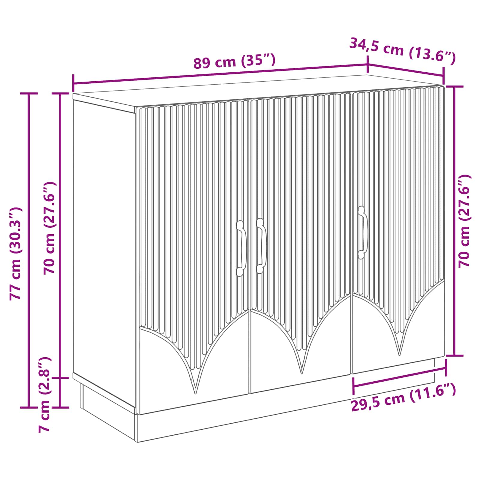 Aparador Brillante 89 x 34,5 x 77 cm Madera de Ingeniería