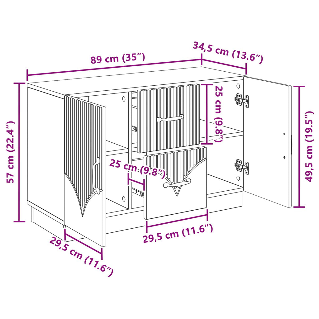 Aparador Brillante 89 x 34,5 x 57 cm Madera de Ingeniería