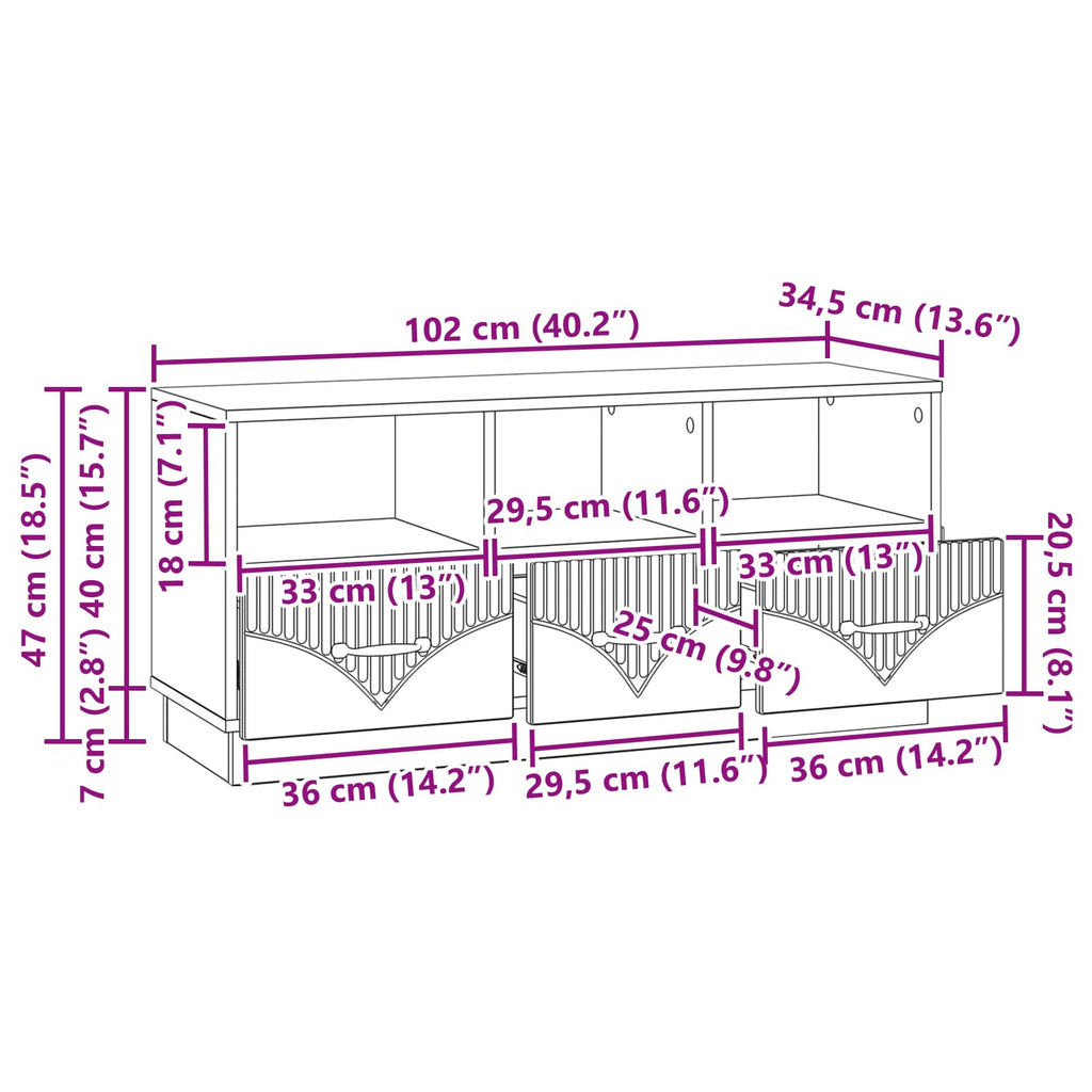 Mueble de TV Brillante 102 x 34,5 x 47 cm Madera de Ingeniería