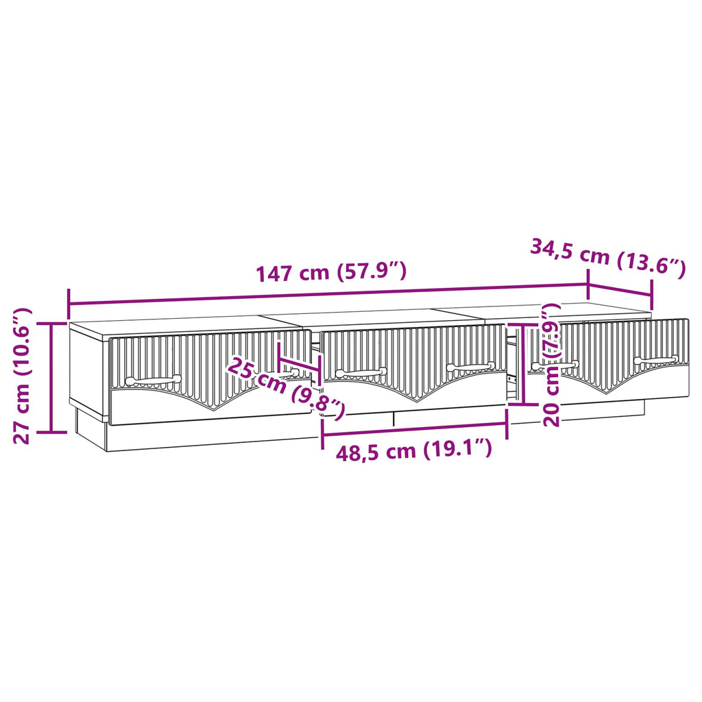 Mueble de TV Brillante 147 x 34,5 x 27 cm Madera de Ingeniería