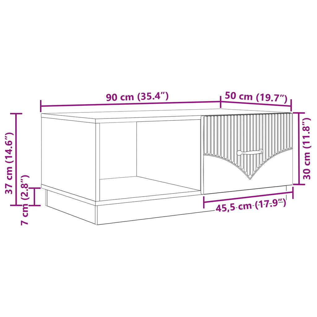 Mesa de Café Brillante 90 x 50 x 37 cm Madera de Ingeniería