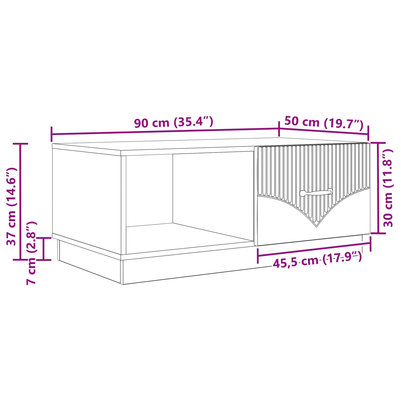 Mesa de Café Brillante 90 x 50 x 37 cm Madera de Ingeniería