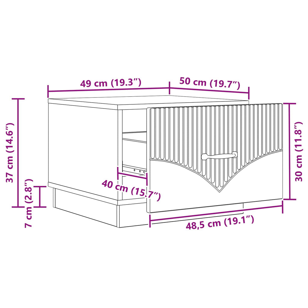 Mesa de Café Brillante 49 x 50 x 37 cm Madera de Ingeniería