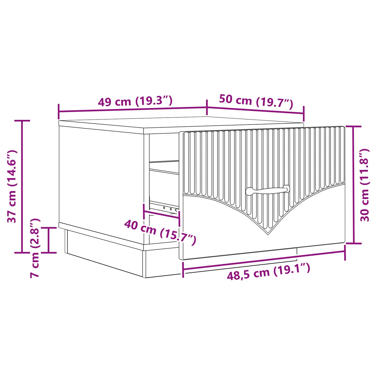 Mesa de Café Brillante 49 x 50 x 37 cm Madera de Ingeniería